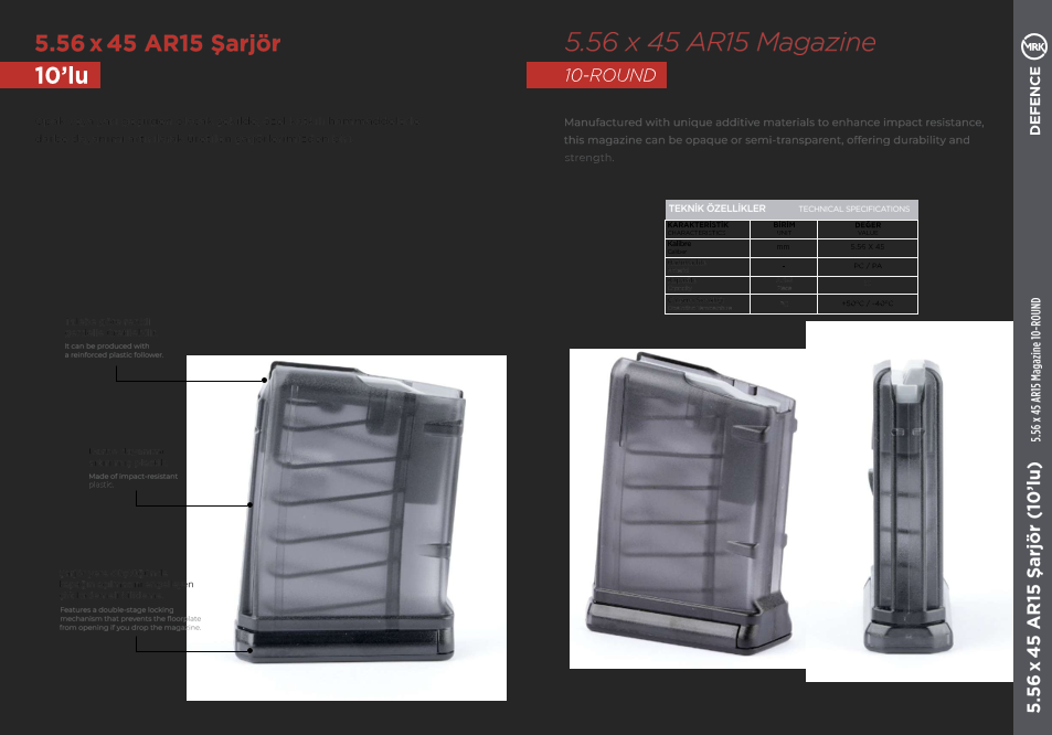 5.56 x 45 AR15 ŞARJÖR 10’lu2